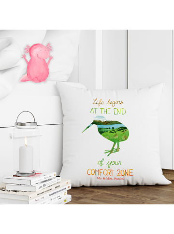 Mr. & Mrs. Panda Kissen bedruckt Kiwi Neuseeland mit Spruch in Bunt