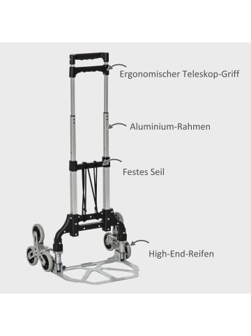 DURHAND Treppensteiger-47L x 47B x 100H cm-Silber+Schwarz