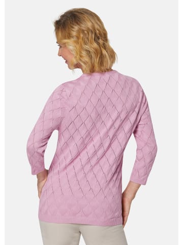 GOLDNER Kurzgröße:  Ajour-Pullover mit Durchbrüchen in hellviolett