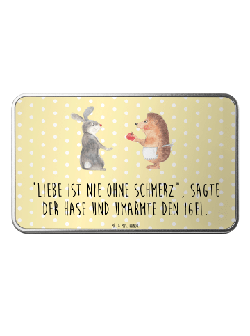 Mr. & Mrs. Panda Geschenkbox Hase Igel mit Spruch in Gelb Pastell