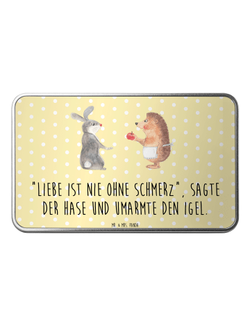 Mr. & Mrs. Panda Metalldose rechteckig Hase Igel mit Spruch in Gelb Pastell