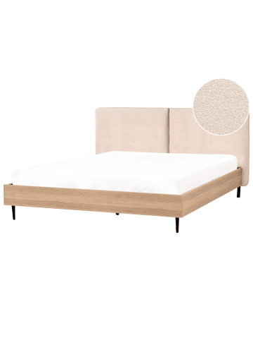 Beliani Doppelbett LIMANTON in Beige/Schwarz/Braun - (W) 201 x (H) 118 x (L) 215 cm