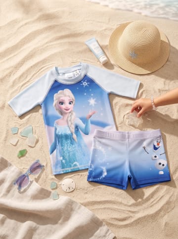 Disney Frozen Die Eiskönigin Schwimmset UV-Schutz 30 Badeanzug Elsa Shirt Hose in blau