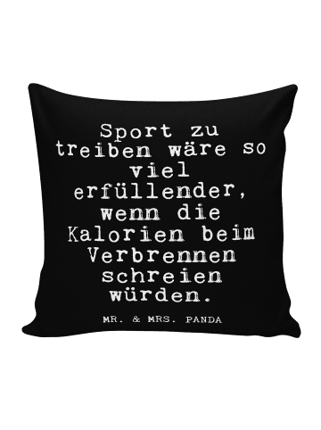 Mr. & Mrs. Panda Zierkissen Sport zu treiben wäre... mit Spruch in Schwarz