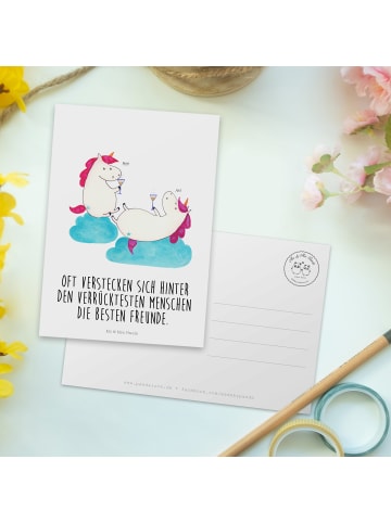 Mr. & Mrs. Panda Postkarte Einhorn Sekt mit Spruch in Weiß