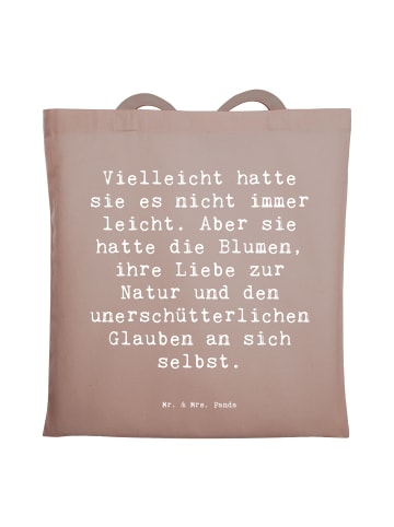 Mr. & Mrs. Panda Tote Bag Spruch Hoffnung und Liebe mit Spruch in Braun Pastell