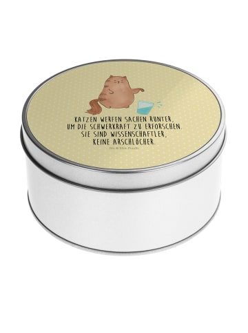 Mr. & Mrs. Panda Blechbüchse Katze Wasserglas mit Spruch in Gelb Pastell