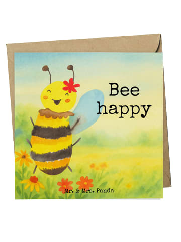 Mr. & Mrs. Panda Glückwunschkarte Biene Happy Design mit Spruch in Weiß
