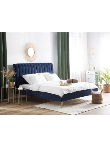 Beliani 2-tlg Doppelbett MARVILLE in Blau