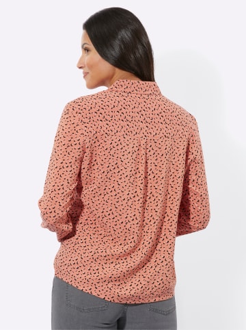 Sieh an! Langarmbluse in papaya-schwarz-bedruckt