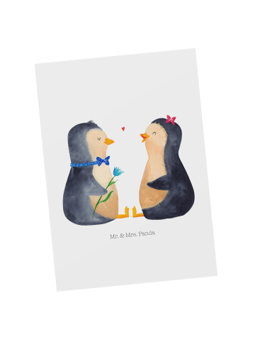Mr. & Mrs. Panda Grußkarte Pinguin Pärchen ohne Spruch in Weiß