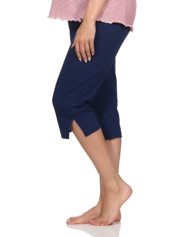 NORMANN Damen Pyjama Capri-Hose kurz Mix & Match in marine