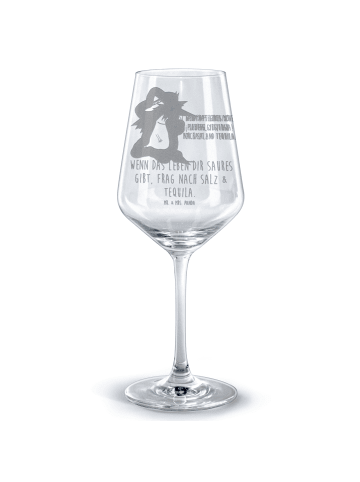 Mr. & Mrs. Panda Rotweinglas mit Gravur Axolotl Tequila mit Spruch in Transparent