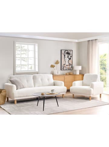 Beliani 3-Sitzer Sofa TUVE in Weiß/Braun - (W) 199 x (H) 85 x (L) 90 cm