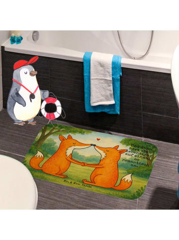 Mr. & Mrs. Panda Badteppich Füchse Liebe Design mit Spruch in Weiß