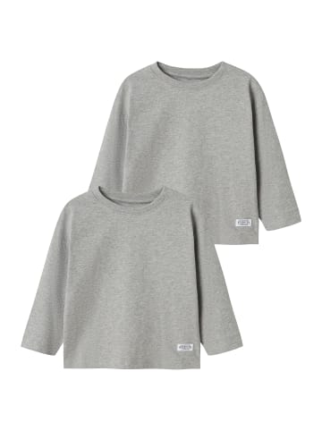 name it 2er-SET Langarmshirt mit Rundhalsausschnitt in Grau