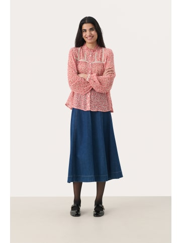 PART TWO Langarm-Hemd LeoluPW Gerade Passform in Mars Red Micro Flower