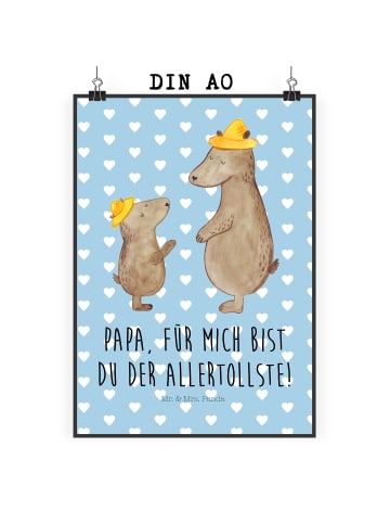 Mr. & Mrs. Panda Poster Bären mit Hut mit Spruch in Blau Pastell