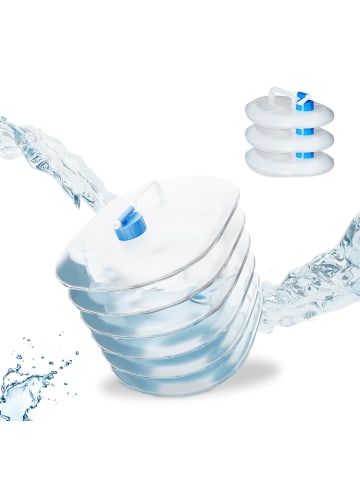 relaxdays 4er Set Wasserkanister in Transparent/Blau 15 Liter