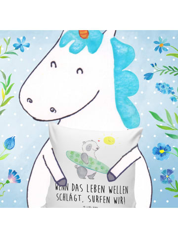 Mr. & Mrs. Panda Sofa Kissen Sommer Wellen Surf mit Spruch in Weiß