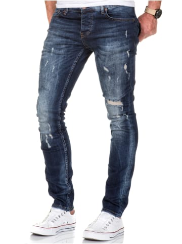 Amaci&Sons Slim Fit Destroyed Jeans FRESNO in Dunkelblau