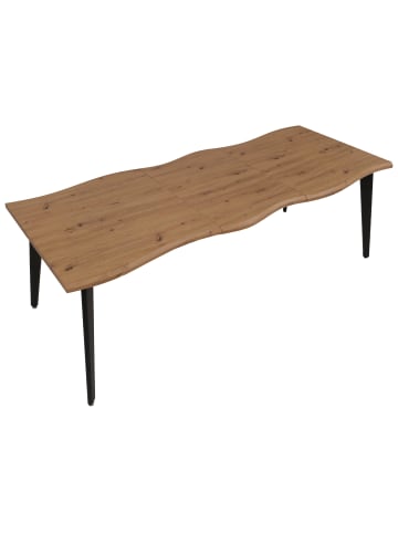 MCW Esszimmertisch O60 ausziehbar 160-220cm, Walnuss-Optik