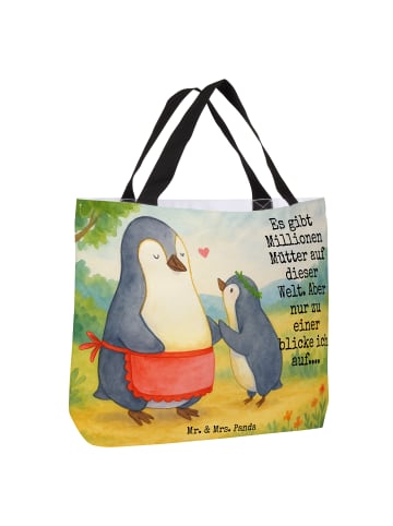 Mr. & Mrs. Panda Reisetasche Pinguin mit Kind Design mit Spruch in Weiß