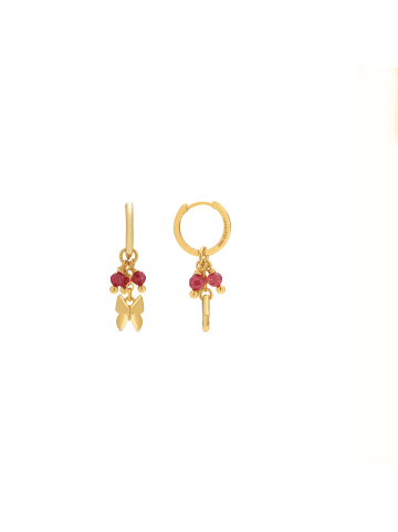 Luxenter Ohrringe aus 925er Sterlingsilber und rosa Kristall mit 18K Gelbgold-Finish