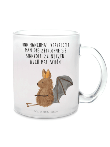 Mr. & Mrs. Panda Teetasse Fledermaus Sitzen mit Spruch in Transparent