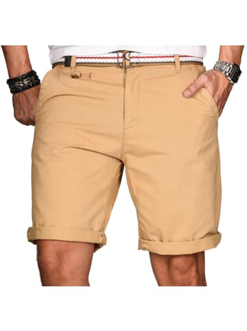 Alessandro Salvarini A. Salvarini Herren Designer Shorts kurze Hose Gürtel AS096 in Beige