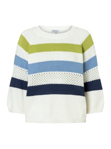 More & More leichter 3/4 Arm Pullover, Lochstrick-Details in block stripes pullover