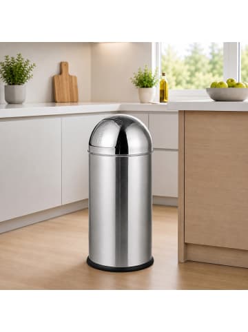 relaxdays Mülleimer in Silber - 50 l