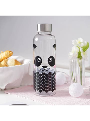 Geda Labels Trinkflasche Panda Gesicht in Schwarz - 500 ml