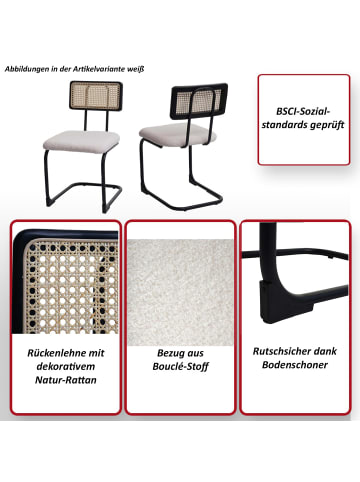 MCW 2er-Set Freischwinger-Stuhl K88, Stoff/Textil weiß