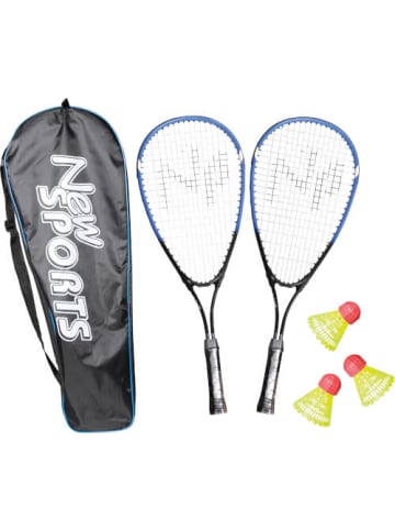 New Sports Speedbadminton Set in Tasche mit 2 Aluminium Schlägern und 3 Bälle - ab 5 J.