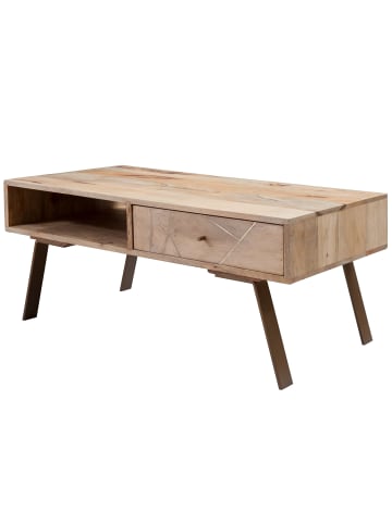 KADIMA DESIGN Couchtisch SIKAR 95x42x50cm Massivholz / Metall Sofatisch,