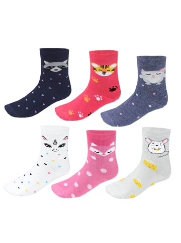 TupTam Kinder Socken Mädchen Jungen Bunt Gemustert 6er Pack in rosa/gelb