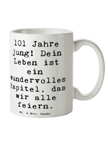 Mr. & Mrs. Panda Kaffeetasse Spruch 101. Geburtstag Feier mit Sp... in Weiß