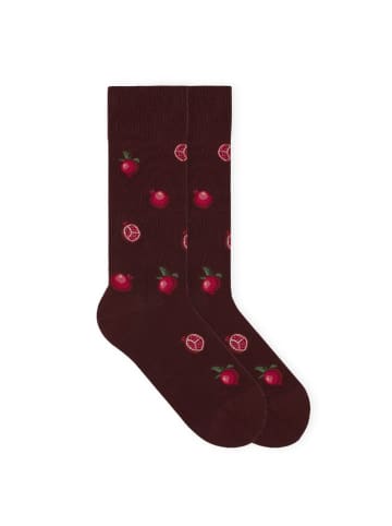 von Jungfeld Gemusterte Socken Best of Icons in Pomegranade Bordeaux Red