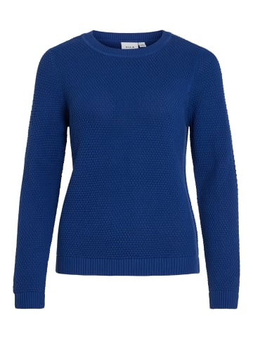 Vila Struktur Strickpullover Kuscheliger Design Sweater VIDALO in Dunkelblau