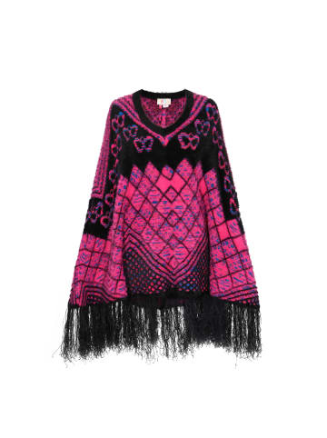 IZIA Women Poncho in black multicolor