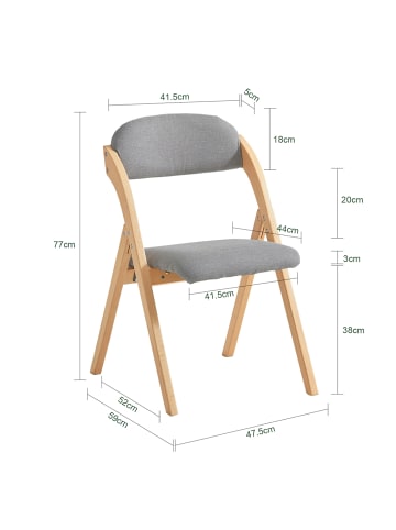SoBuy Klappstuhl in Medium Grau - (W) 52 x (H) 77 x (L) 47 cm