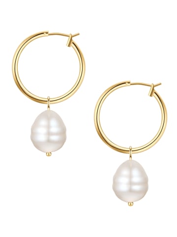 Yokoamii Ohrringe aus Metall-Legierung mit Muschelkernperle in gelbgold
