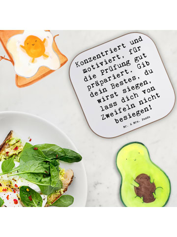 Mr. & Mrs. Panda Tischuntersetzer Spruch Prüfungen bestehen mit ... in Weiß