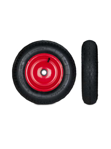 relaxdays 4x Schubkarrenrad "4.80 4.00-8" in Schwarz/ Rot