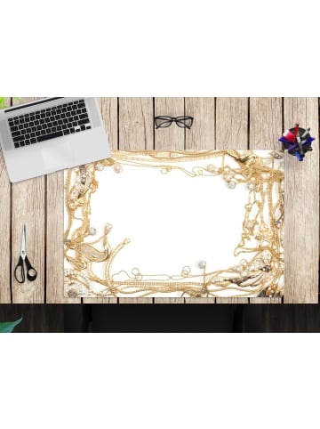 Cover-your-desk.de  Schreibtischunterlage – “Goldschmuck mit Diamanten Rahmen“ (L)60 x (B)40 