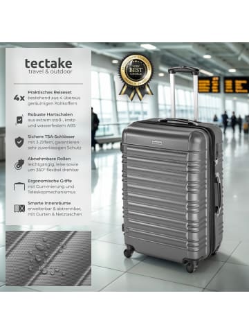 tectake Hartschalenkoffer-Set  TSA-Zahlenschloss, grau