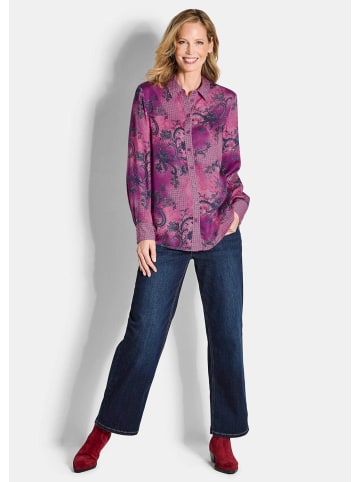 GOLDNER Elegante Satinbluse mit Paisley-Design in beere / gemustert