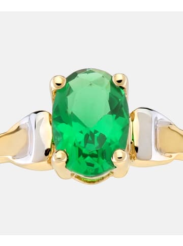Diamant L'éternel Ring aus 375 Gelbgold mit Zirkonia mit Smaragd