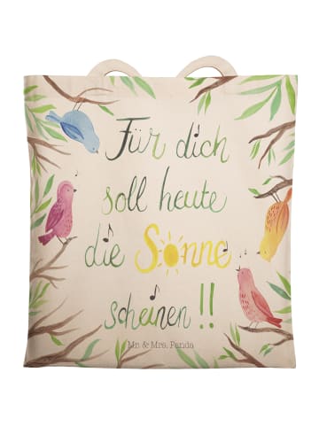 Mr. & Mrs. Panda Schultertasche Vögel Sonne mit Spruch in Bunt